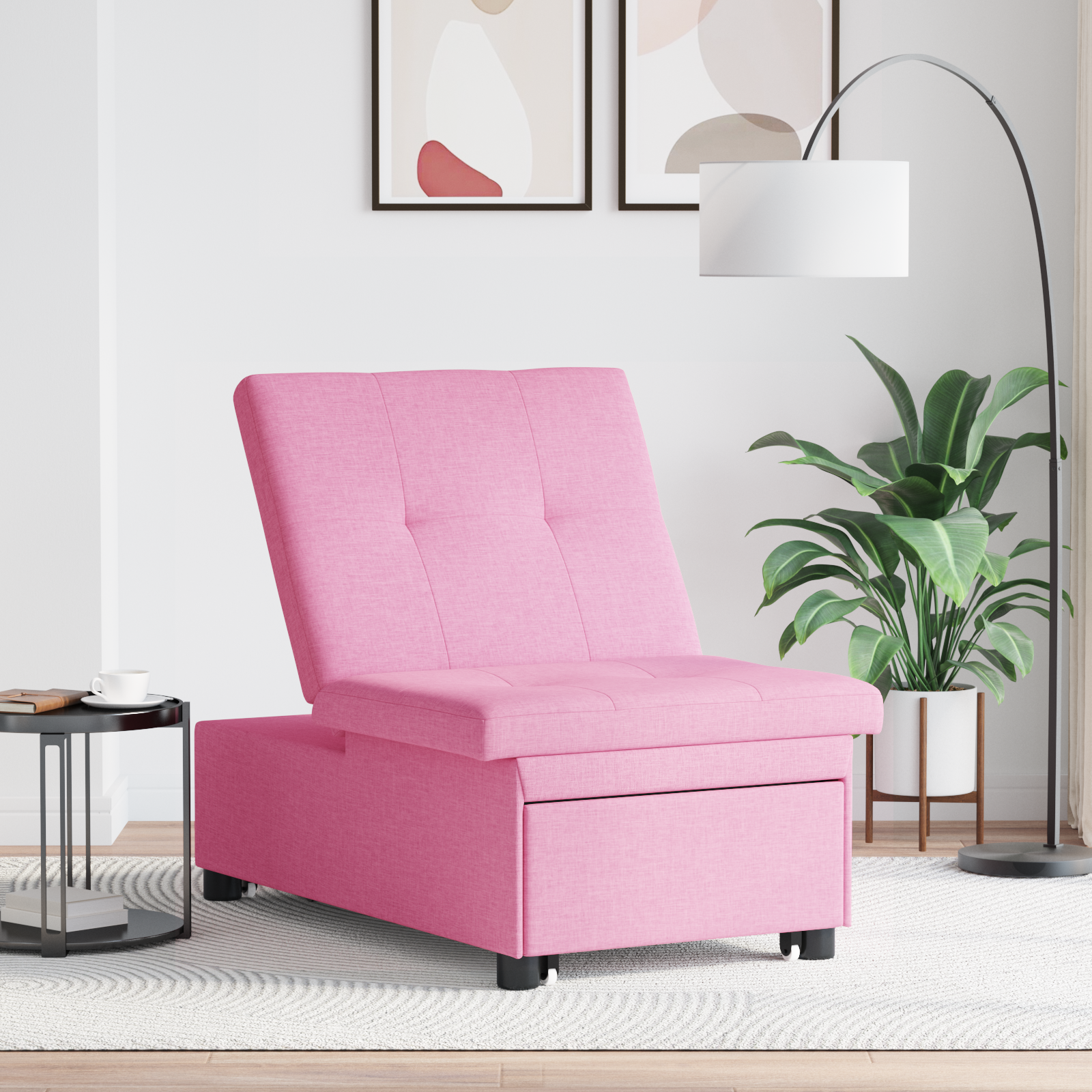 vidaXL Pat canapea Roz 194 x 67 x 37 cm țesătură