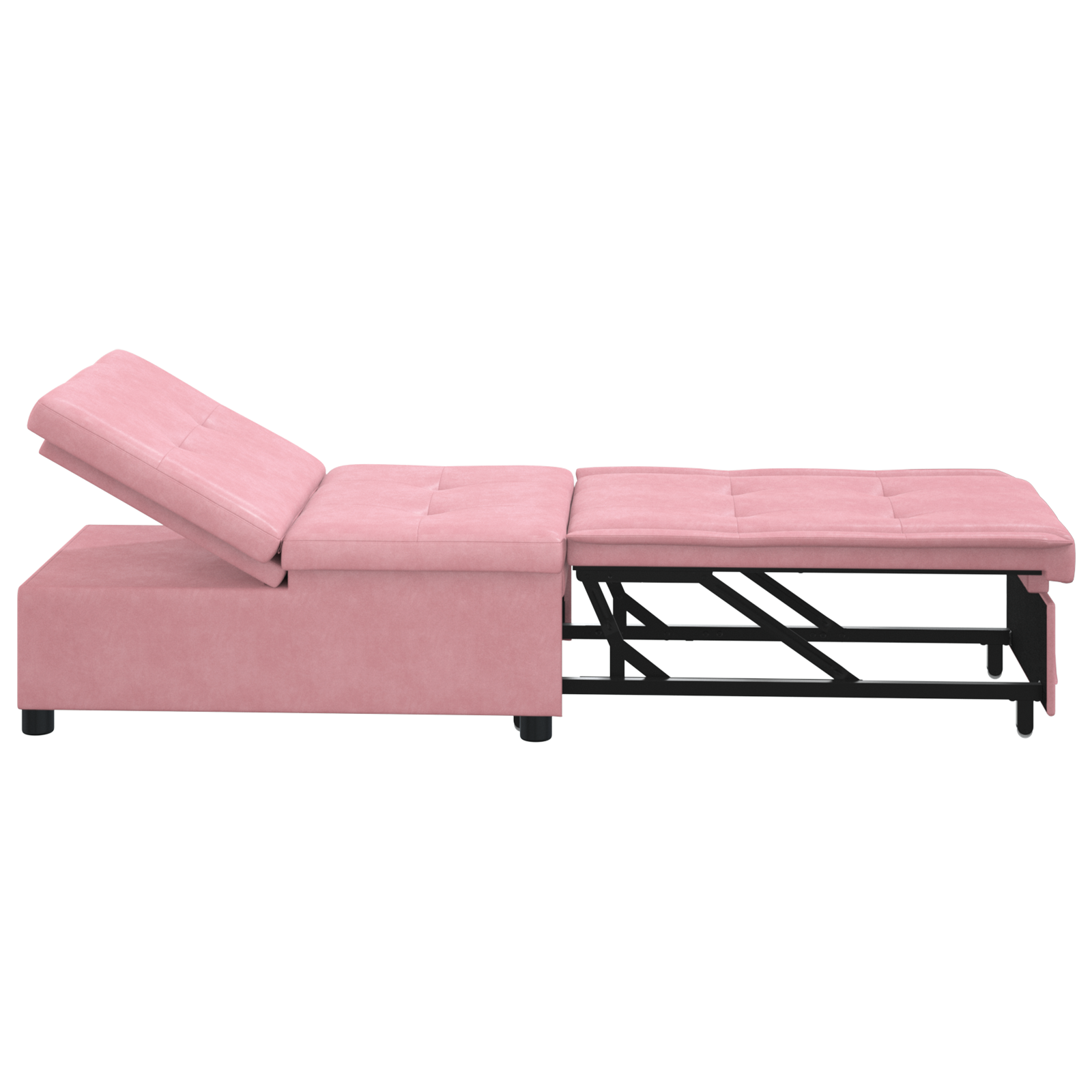 vidaXL Canapea 3 în 1 cu design extensibil din catifea roz vidaXL Canapea 3 în 1 cu design extensibil din catifea roz