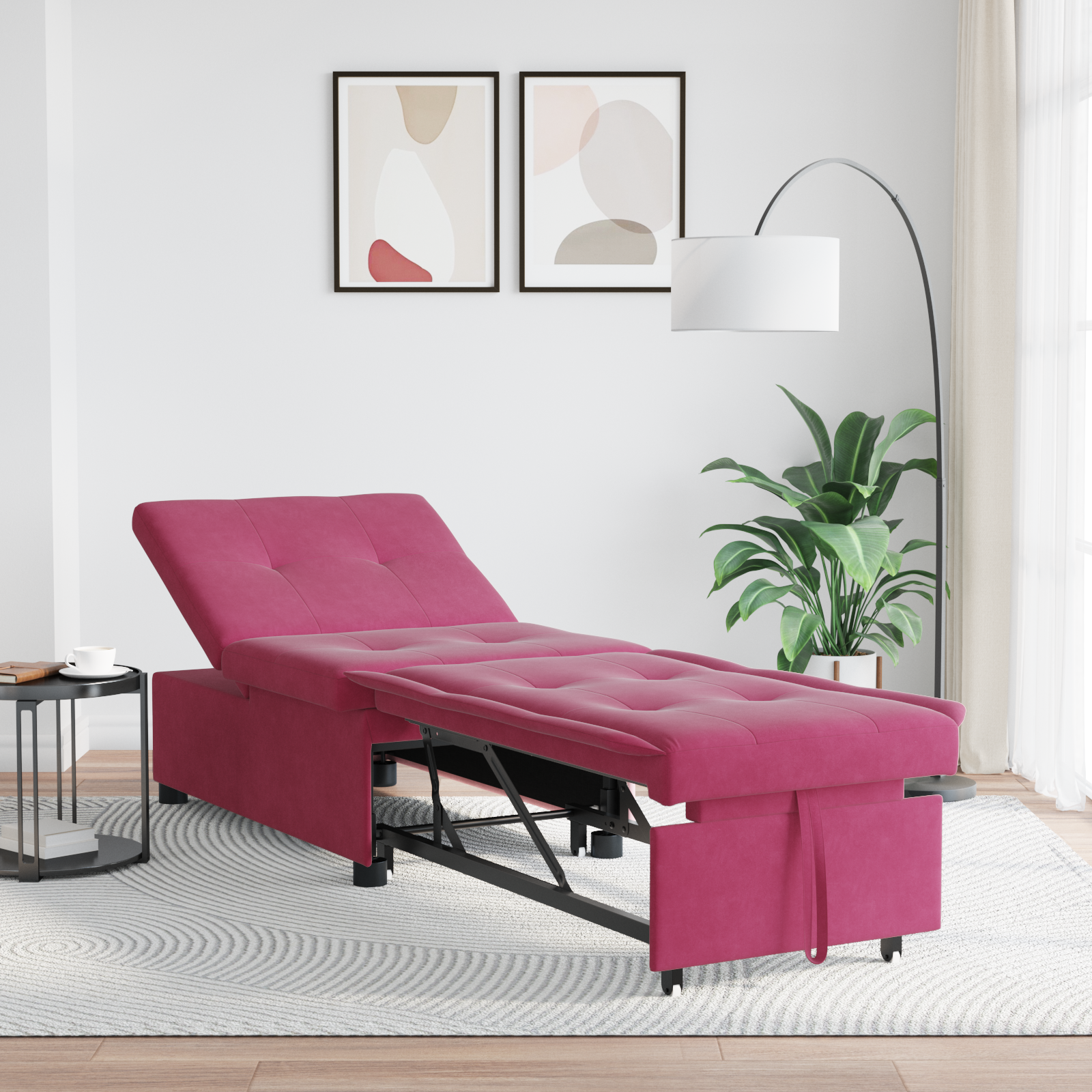 vidaXL Canapea extensibilă bordo 67 x 194 x 38 cm Catifea vidaXL Canapea extensibilă bordo 67 x 194 x 38 cm Catifea