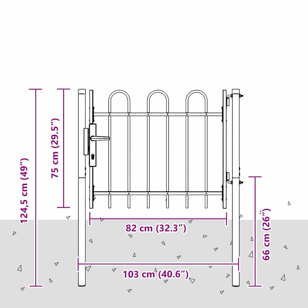 vidaXL Poartă de gard Gri 100 x 75 cm Oțel acoperit cu pulbere