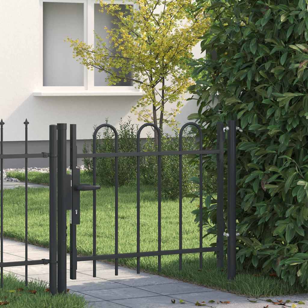 vidaXL Poartă de gard Gri 100 x 75 cm Oțel acoperit cu pulbere
