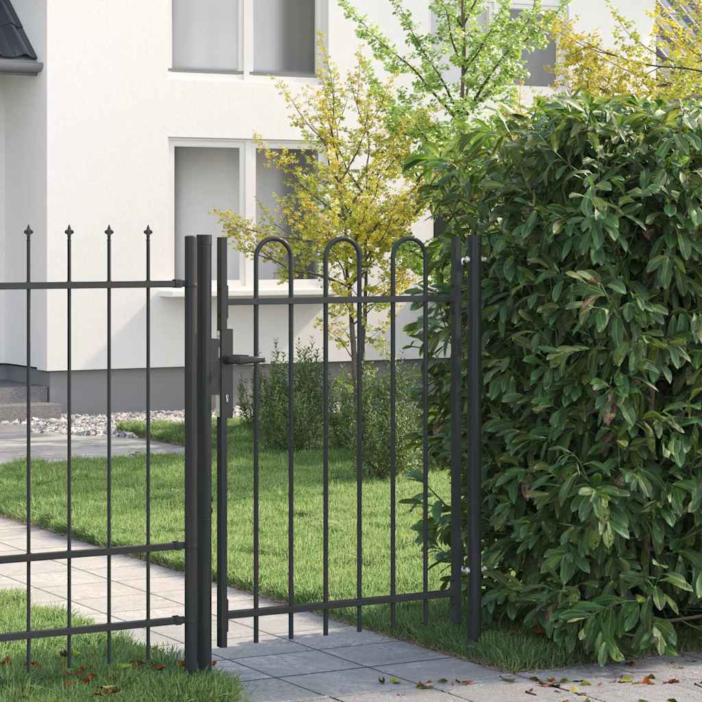 vidaXL Poartă de gard Gri 100 x 120 cm Oțel acoperit cu pulbere vidaXL Poartă de gard Gri 100 x 120 cm Oțel acoperit cu pulbere
