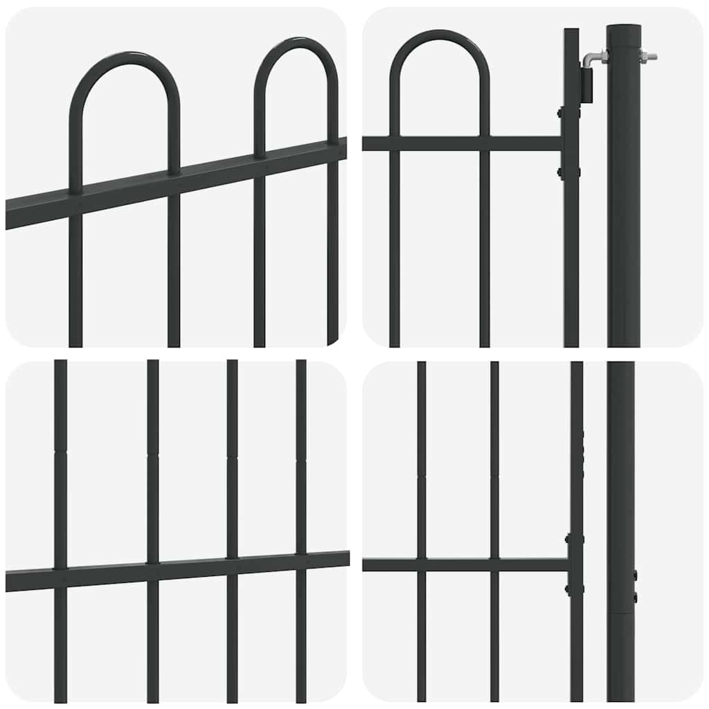 vidaXL Poartă de gard Gri 100 x 150 cm Oțel acoperit cu pulbere