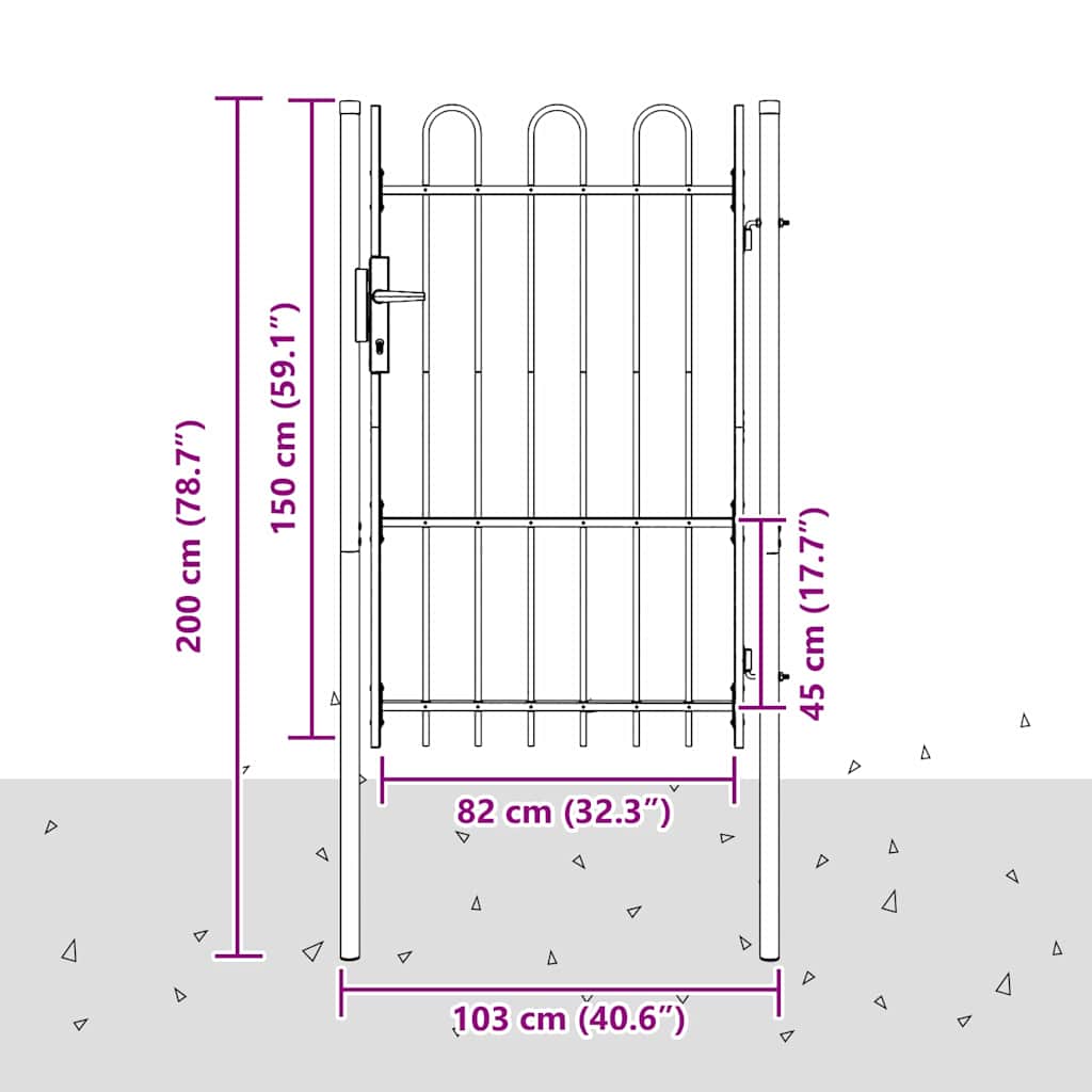 vidaXL Poartă de gard Gri 100 x 150 cm Oțel acoperit cu pulbere