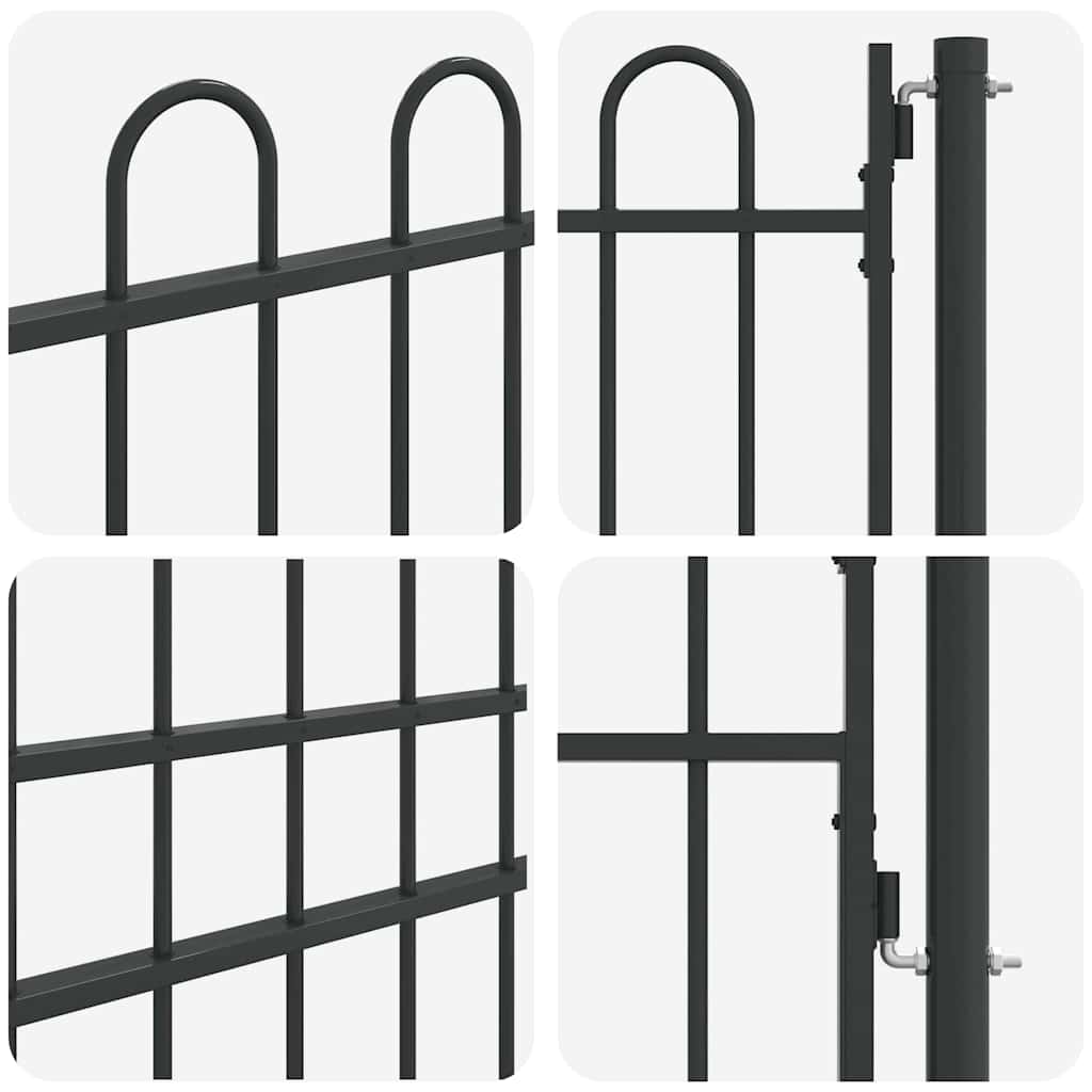 vidaXL Poartă de gard Gri 100 x 200 cm Oțel acoperit cu pulbere vidaXL Poartă de gard Gri 100 x 200 cm Oțel acoperit cu pulbere