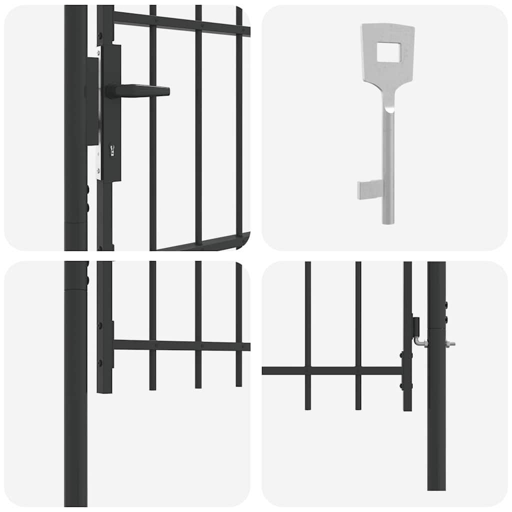 vidaXL Poartă de gard Gri 100 x 200 cm Oțel acoperit cu pulbere vidaXL Poartă de gard Gri 100 x 200 cm Oțel acoperit cu pulbere