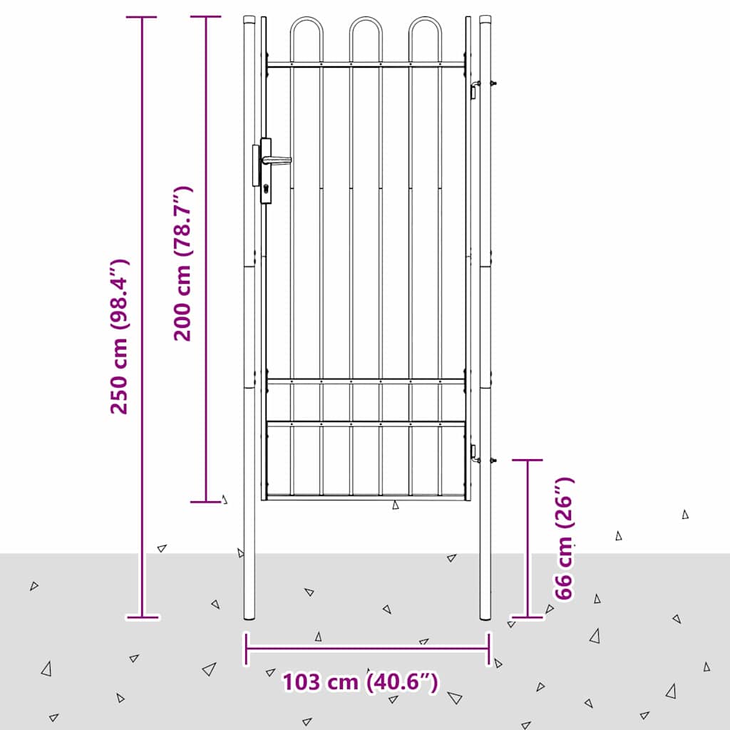 vidaXL Poartă de gard Gri 100 x 200 cm Oțel acoperit cu pulbere vidaXL Poartă de gard Gri 100 x 200 cm Oțel acoperit cu pulbere