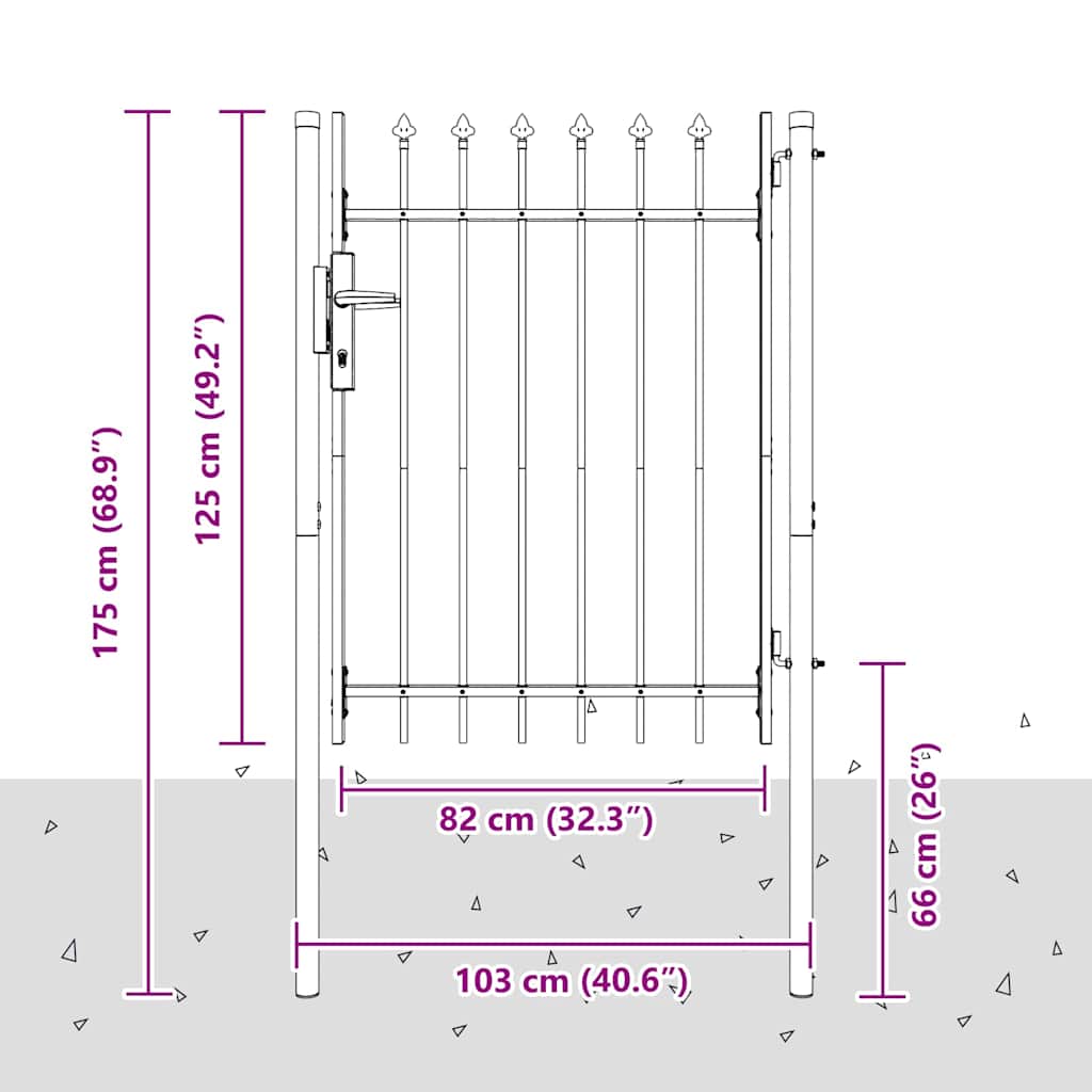 vidaXL Poartă de gard Gri 100 x 120 cm Oțel acoperit cu pulbere vidaXL Poartă de gard Gri 100 x 120 cm Oțel acoperit cu pulbere