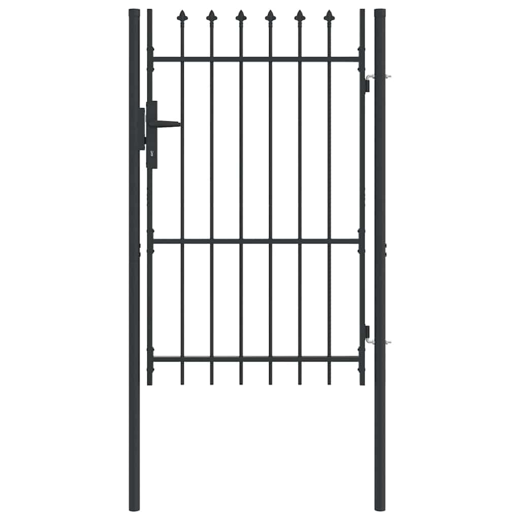 vidaXL Poartă de gard Gri 100 x 150 cm Oțel acoperit cu pulbere vidaXL Poartă de gard Gri 100 x 150 cm Oțel acoperit cu pulbere