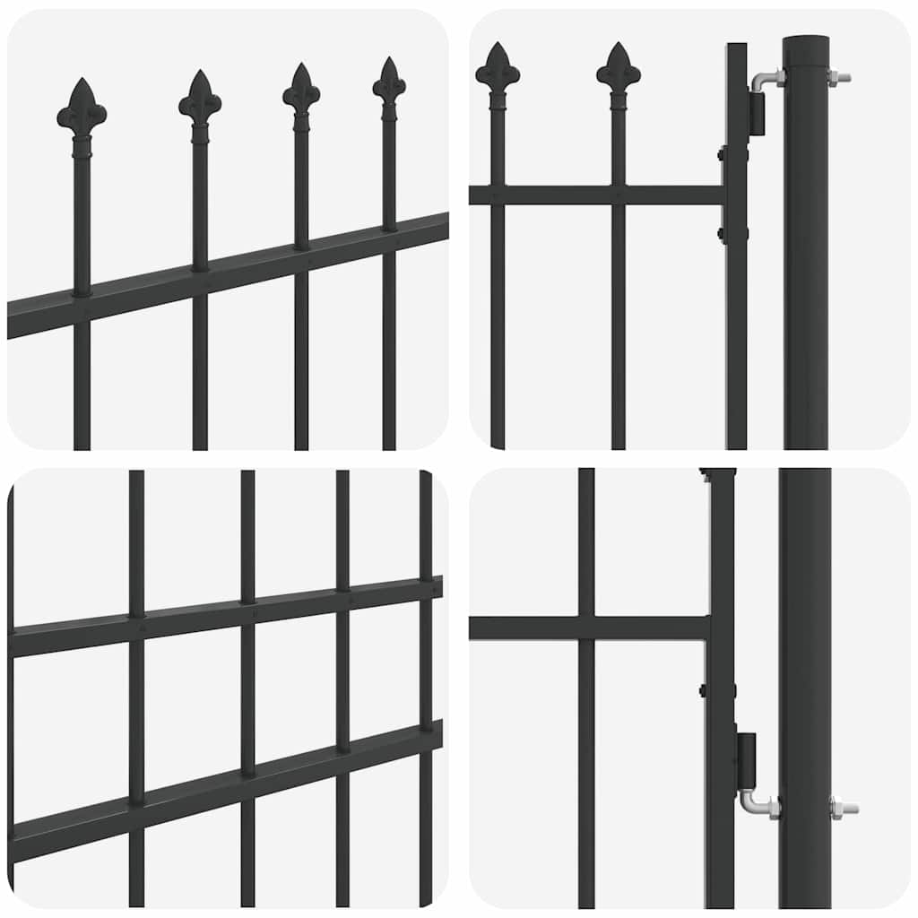 vidaXL Poartă de gard Gri 100 x 200 cm Oțel acoperit cu pulbere