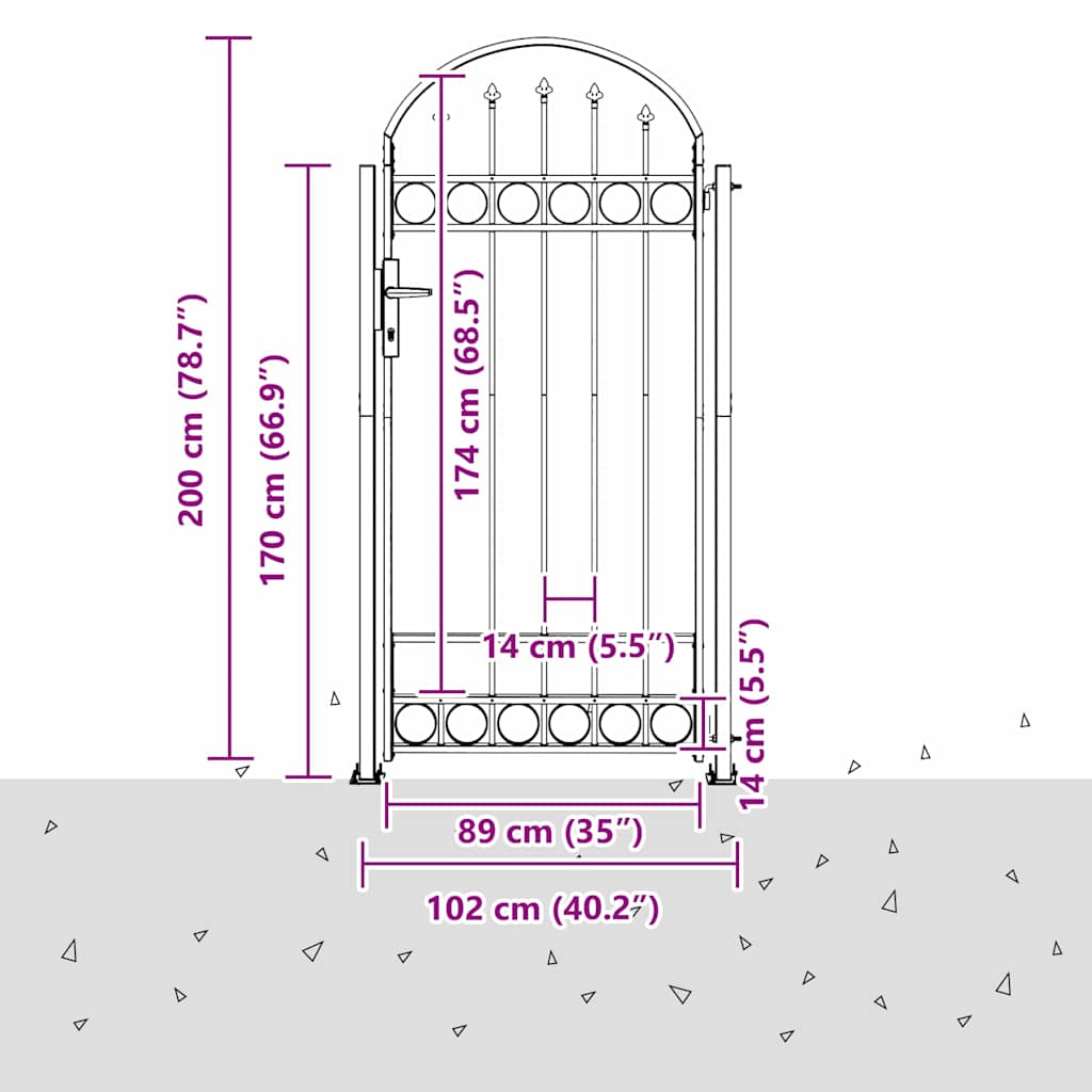 vidaXL Poartă de gard Gri 102 x 200 cm Oțel vidaXL Poartă de gard Gri 102 x 200 cm Oțel