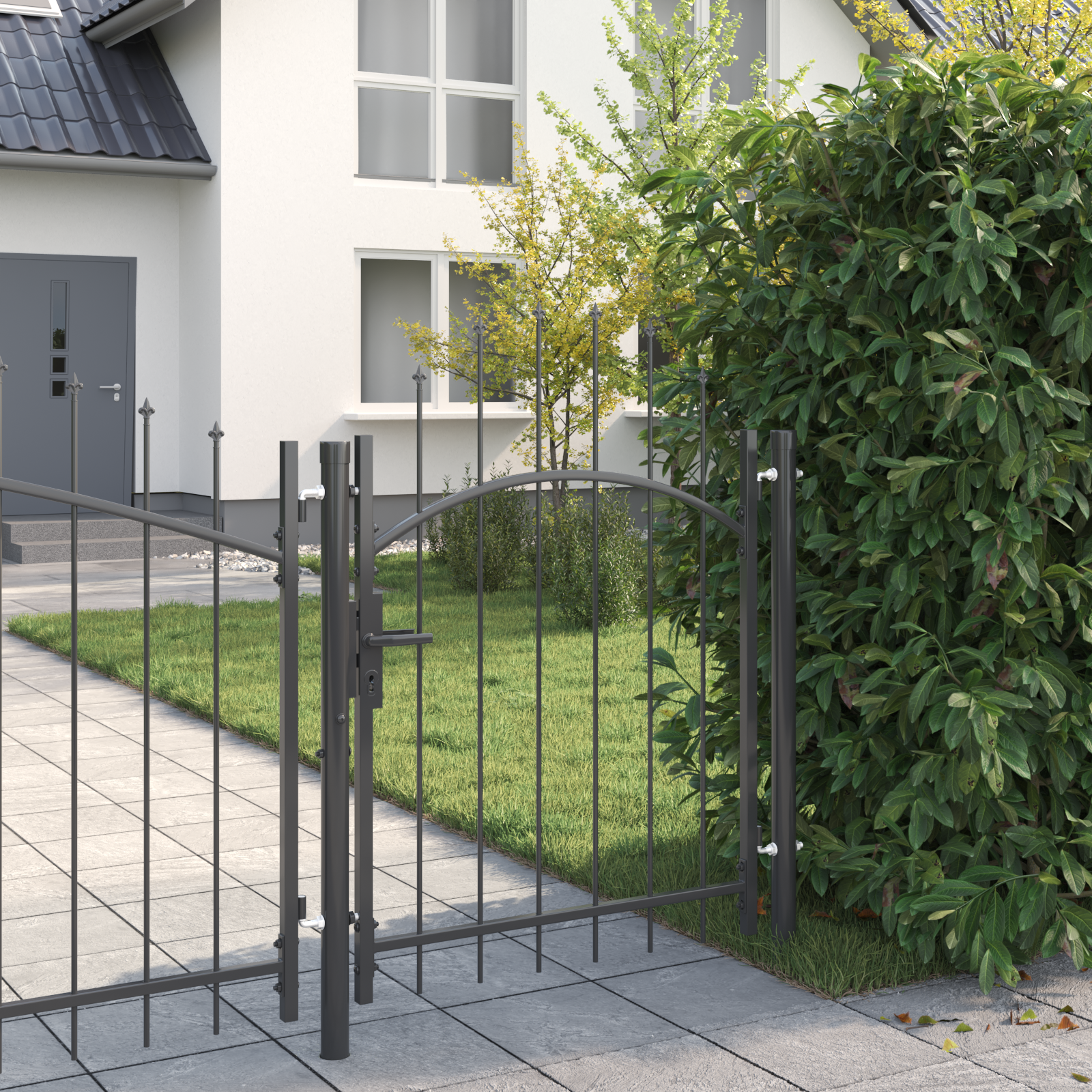 vidaXL Poartă de grădină cu blocare Gri 100 x 100 cm Oțel vidaXL Poartă de grădină cu blocare Gri 100 x 100 cm Oțel