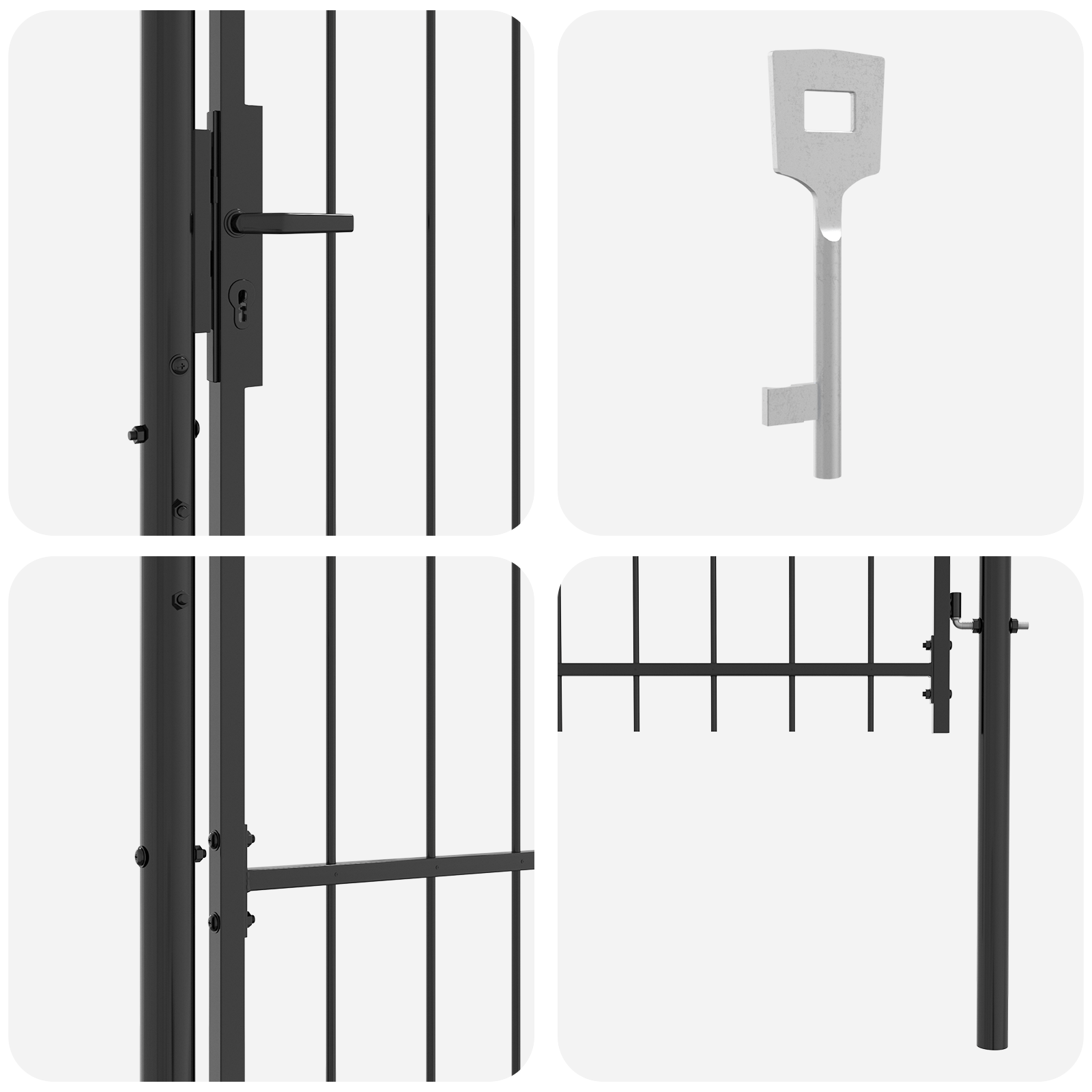 vidaXL Poartă de grădină cu blocare Gri 100 x 100 cm Oțel vidaXL Poartă de grădină cu blocare Gri 100 x 100 cm Oțel