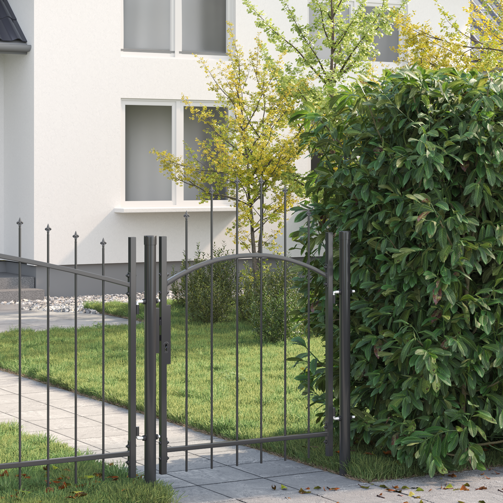 vidaXL Poartă de grădină cu blocare Gri 100 x 100 cm Oțel vidaXL Poartă de grădină cu blocare Gri 100 x 100 cm Oțel