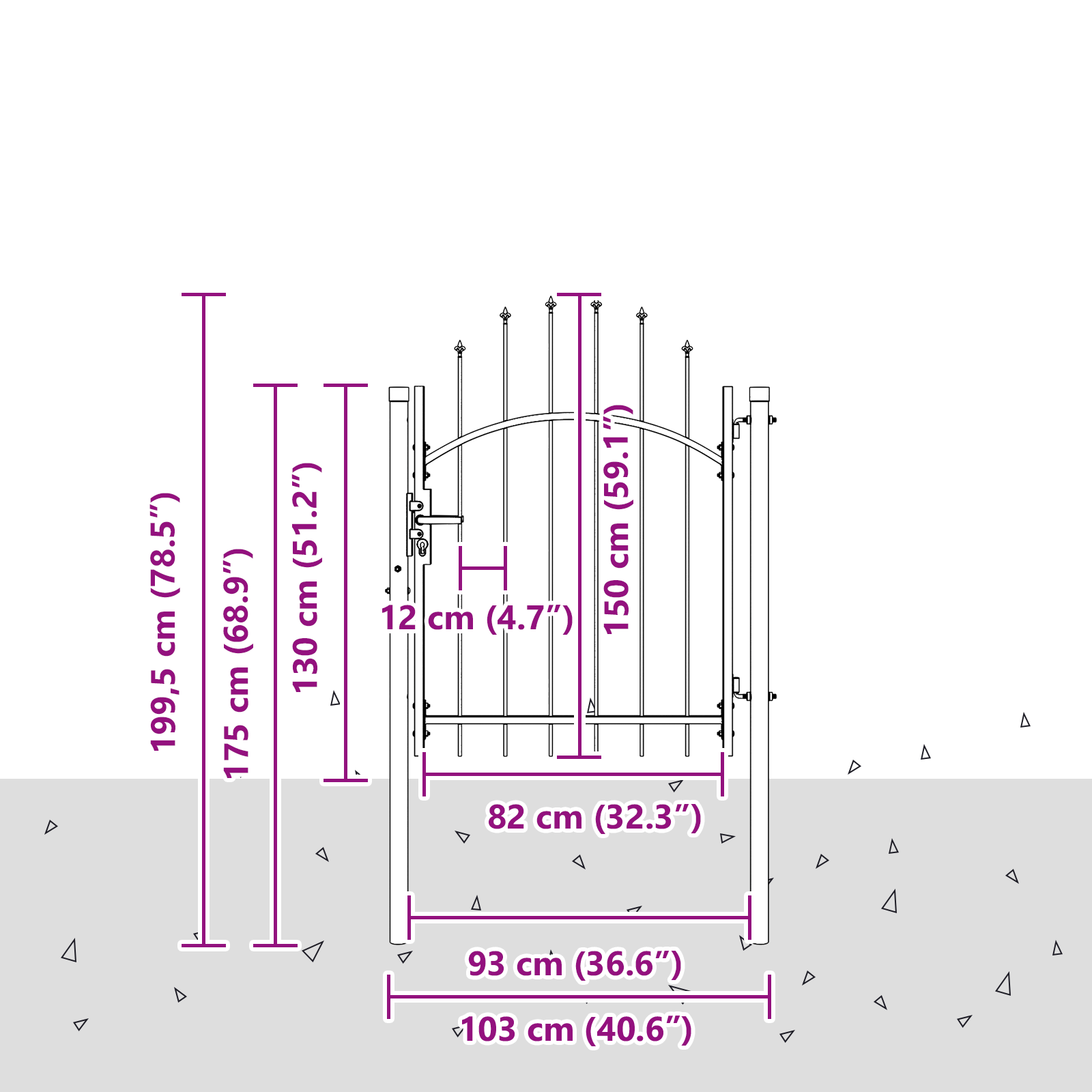vidaXL Poartă de grădină cu blocare Gri 150 x 100 cm 100 x 150 cm Oțel