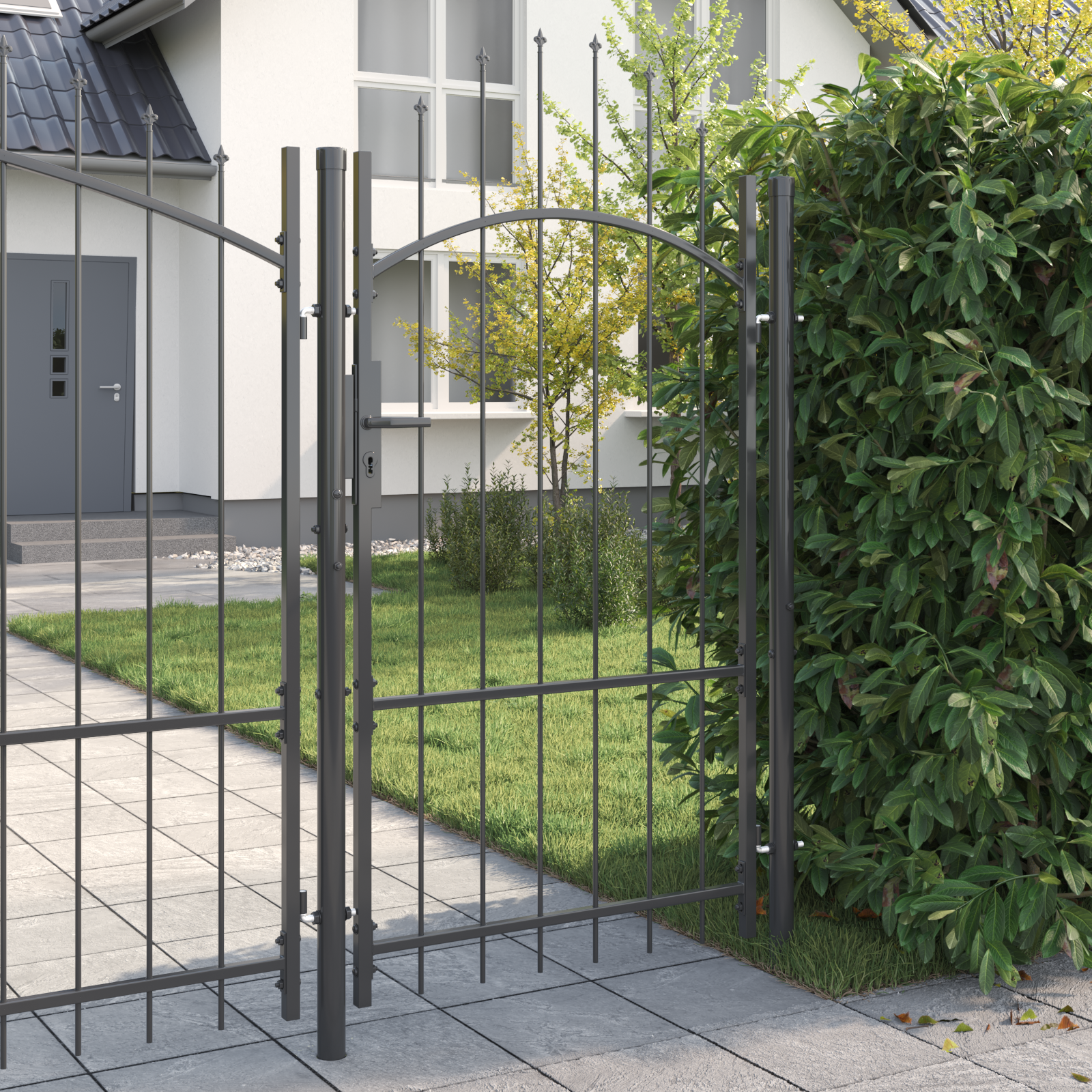 vidaXL Poartă de grădină cu blocare Gri 170 x 100 cm 100 x 175 cm Oțel vidaXL Poartă de grădină cu blocare Gri 170 x 100 cm 100 x 175 cm Oțel