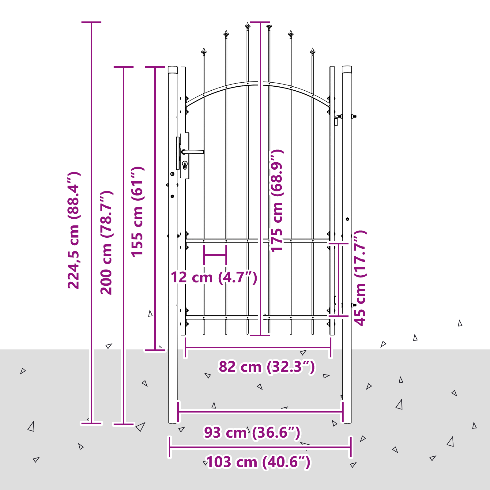 vidaXL Poartă de grădină cu blocare Gri 170 x 100 cm 100 x 175 cm Oțel vidaXL Poartă de grădină cu blocare Gri 170 x 100 cm 100 x 175 cm Oțel