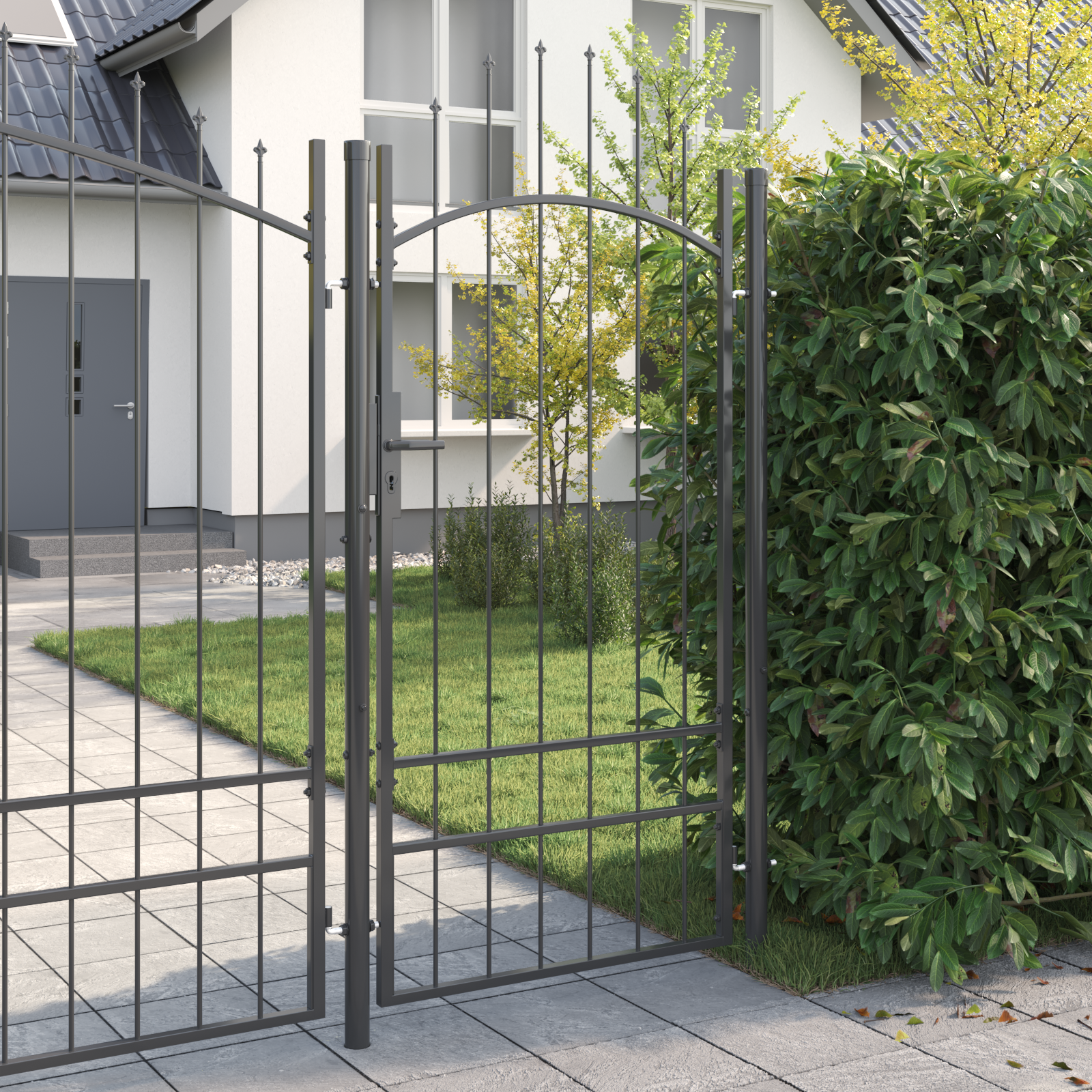 vidaXL Poartă de grădină cu blocare Gri 200 x 100 cm 100 x 200 cm Oțel