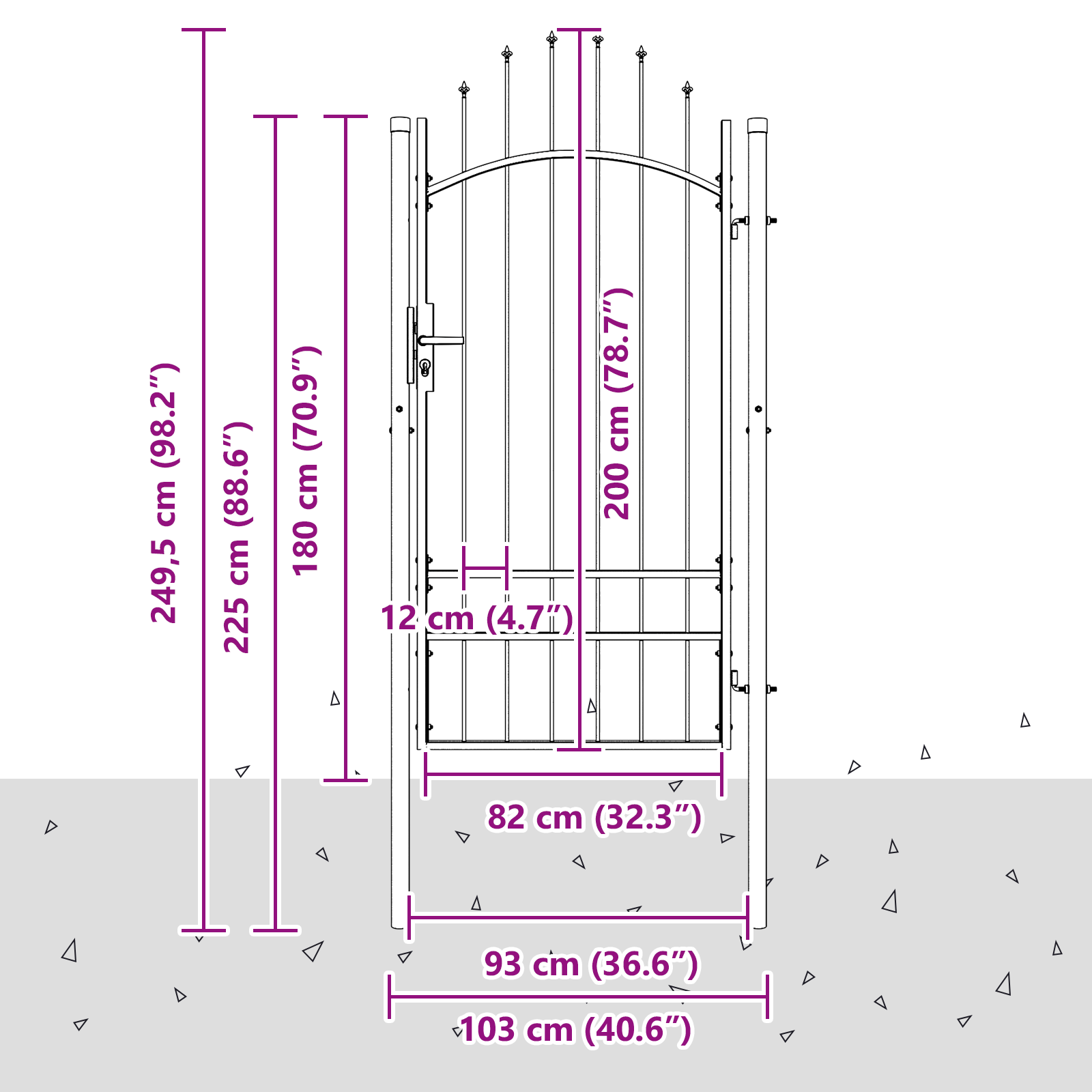 vidaXL Poartă de grădină cu blocare Gri 200 x 100 cm 100 x 200 cm Oțel
