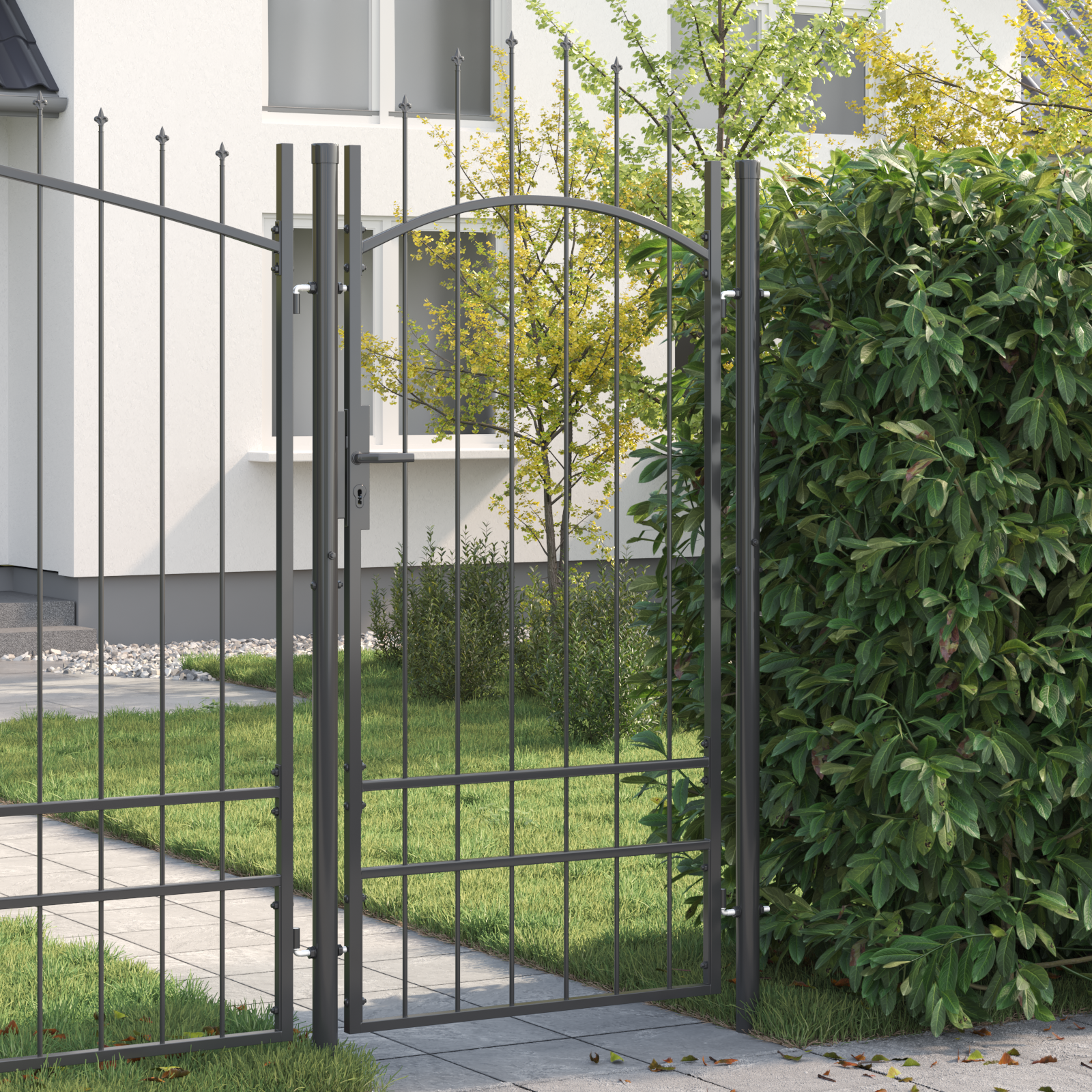 vidaXL Poartă de grădină cu blocare Gri 200 x 100 cm 100 x 200 cm Oțel