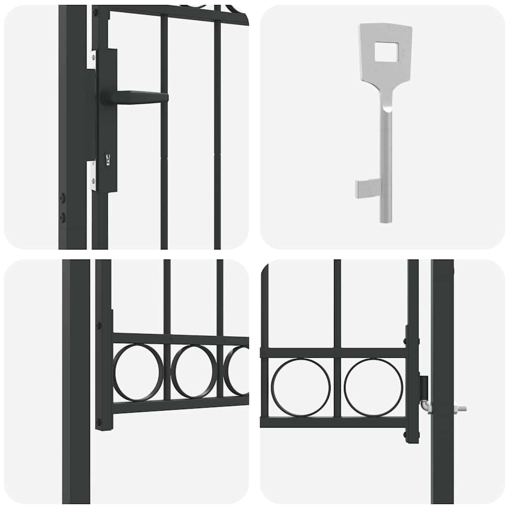 vidaXL Poartă de gard Gri 100 x 125 cm Oțel vopsit în pulbere vidaXL Poartă de gard Gri 100 x 125 cm Oțel vopsit în pulbere