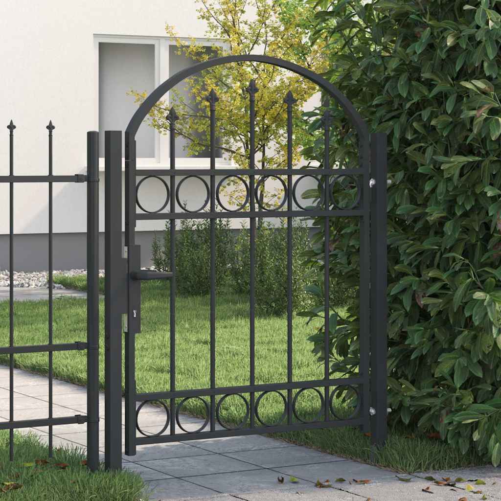 vidaXL Poartă de gard Gri 100 x 125 cm Oțel vopsit în pulbere vidaXL Poartă de gard Gri 100 x 125 cm Oțel vopsit în pulbere