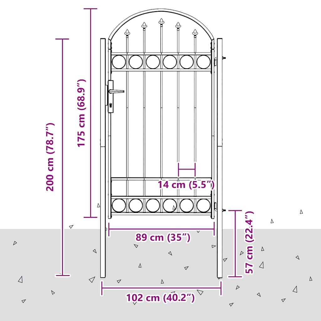 vidaXL Poartă de gard Gri 100 x 175 cm Oțel vopsit în pulbere vidaXL Poartă de gard Gri 100 x 175 cm Oțel vopsit în pulbere