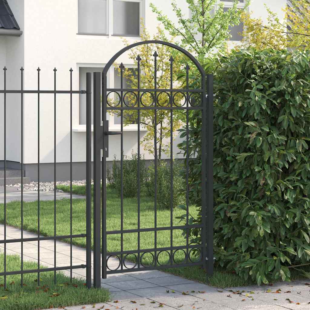 vidaXL Poartă de gard Gri 100 x 175 cm Oțel vopsit în pulbere vidaXL Poartă de gard Gri 100 x 175 cm Oțel vopsit în pulbere