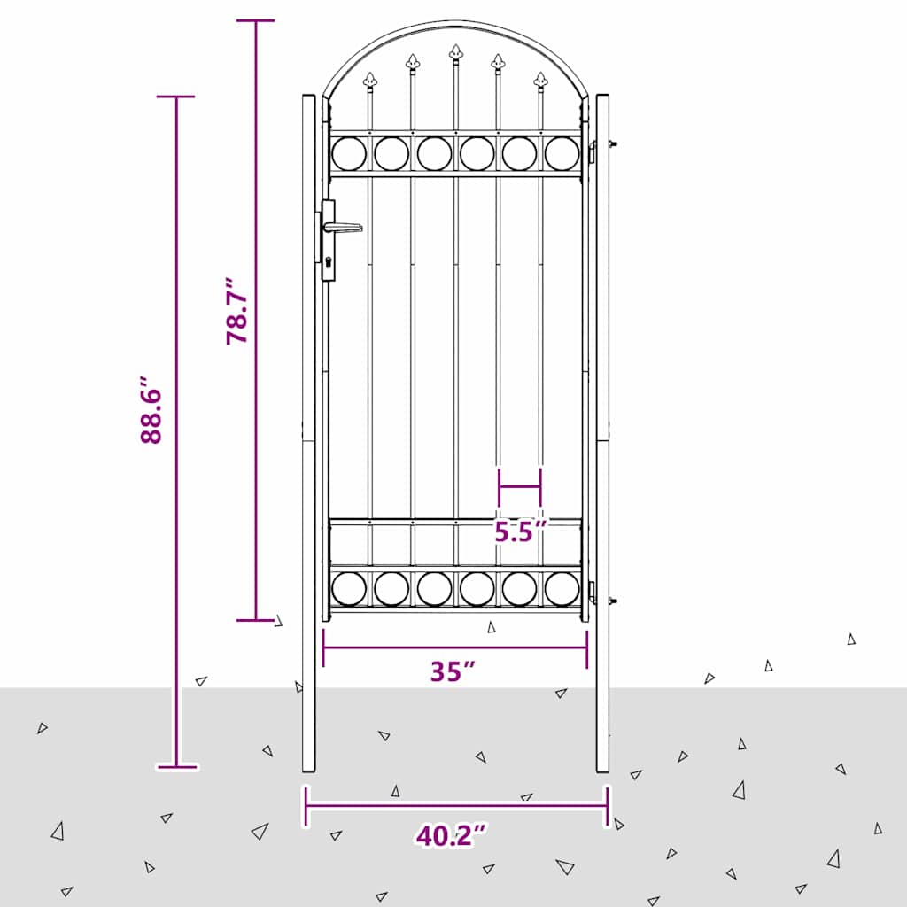 vidaXL Poartă de gard Gri 100 x 250 cm Oțel vopsit în pulbere vidaXL Poartă de gard Gri 100 x 250 cm Oțel vopsit în pulbere