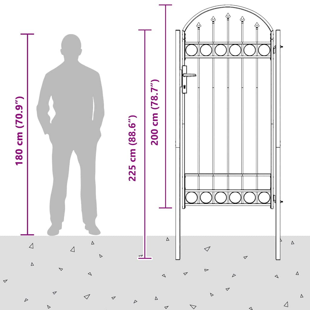 vidaXL Poartă de gard Gri 100 x 250 cm Oțel vopsit în pulbere vidaXL Poartă de gard Gri 100 x 250 cm Oțel vopsit în pulbere
