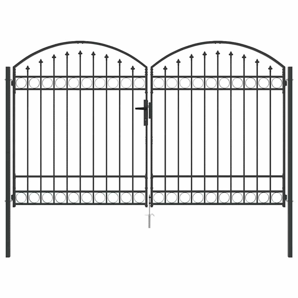 vidaXL Poartă de Gard cu blocare Gri 300 x 175 cm Oțel