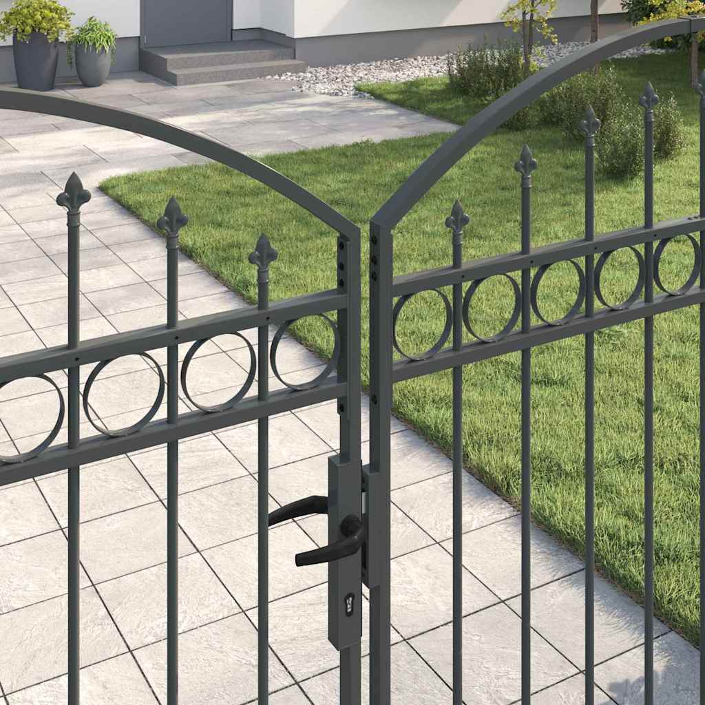 vidaXL Poartă de Gard cu blocare Gri 300 x 175 cm Oțel