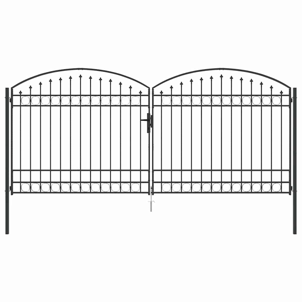 vidaXL Poartă de Gard cu blocare Gri 400 x 175 cm Oțel