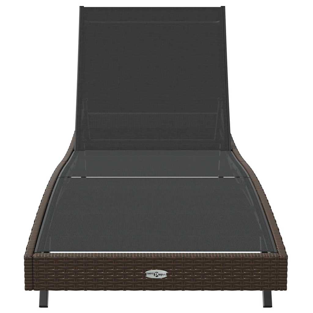 vidaXL Șezlong cu pernă 1-persoană Maro 197 x 70 x 82 cm Rattan poli vidaXL Șezlong cu pernă 1-persoană Maro 197 x 70 x 82 cm Rattan poli