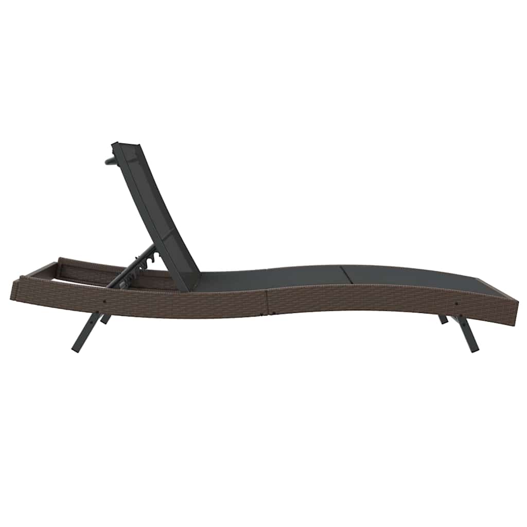 vidaXL Șezlong cu pernă 1-persoană Maro 197 x 70 x 82 cm Rattan poli vidaXL Șezlong cu pernă 1-persoană Maro 197 x 70 x 82 cm Rattan poli