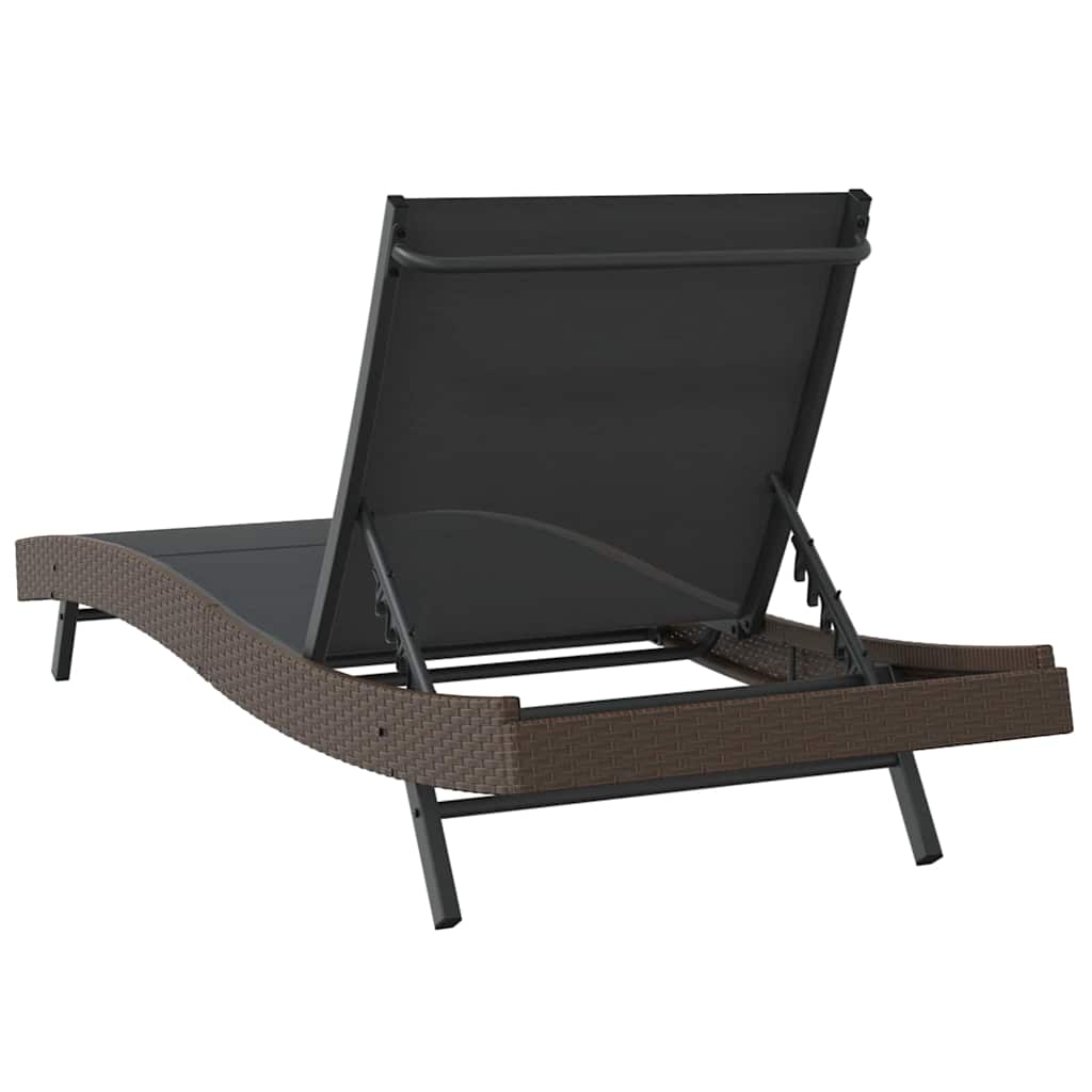 vidaXL Șezlong cu pernă 1-persoană Maro 197 x 70 x 82 cm Rattan poli vidaXL Șezlong cu pernă 1-persoană Maro 197 x 70 x 82 cm Rattan poli