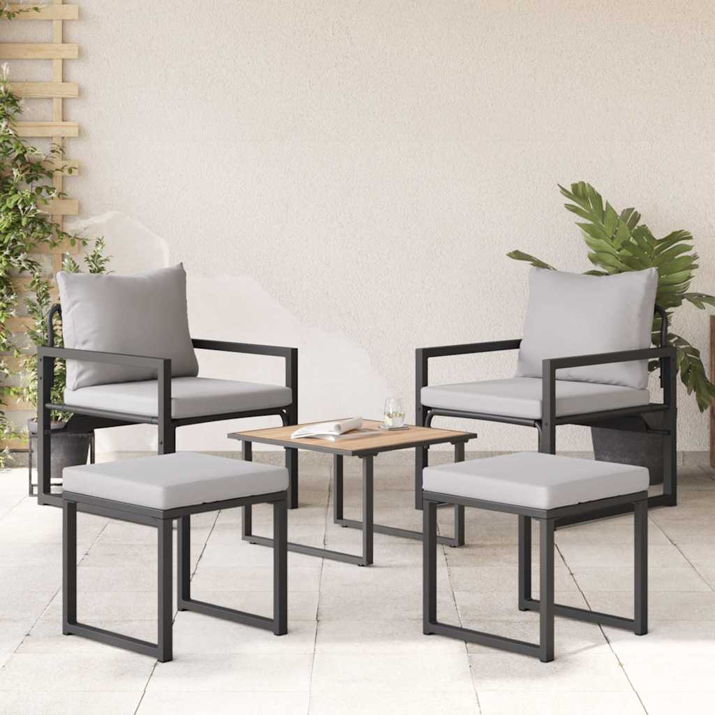 vidaXL Set de canapele pentru grădină 4 pcs Negru 61 x 72.5 x 71 cm
