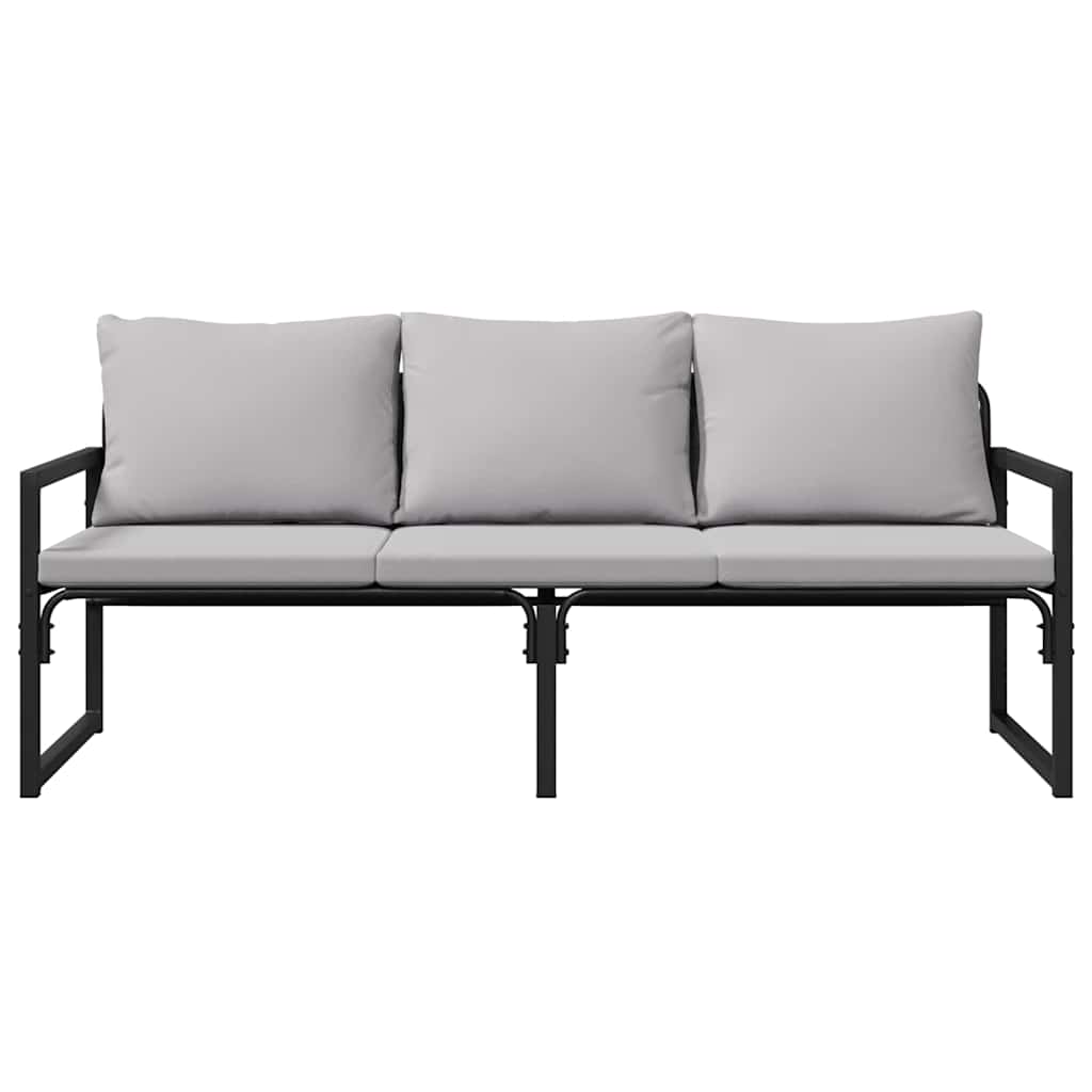 vidaXL Mobilier de grădină cu pernă Negru 180 x 72.5 x 71 cm Oțel