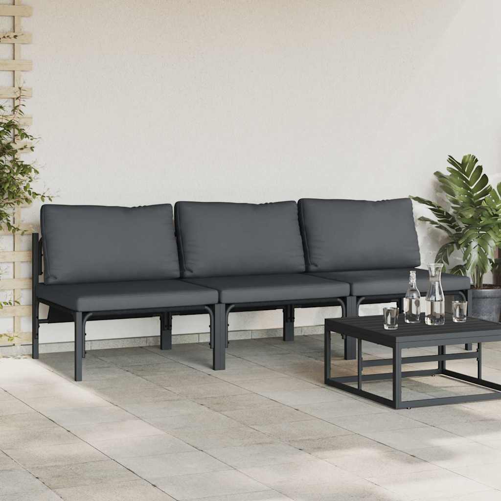 vidaXL Mobilier pentru Exterior cu pernă cu pernă 3 pcs Antracit Oțel vidaXL Mobilier pentru Exterior cu pernă cu pernă 3 pcs Antracit Oțel