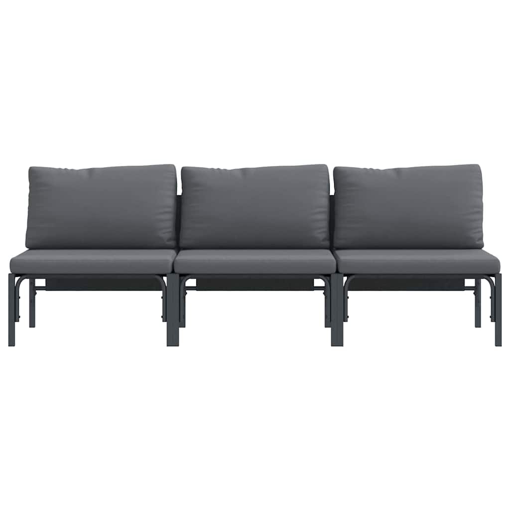 vidaXL Mobilier pentru Exterior cu pernă cu pernă 3 pcs Antracit Oțel vidaXL Mobilier pentru Exterior cu pernă cu pernă 3 pcs Antracit Oțel