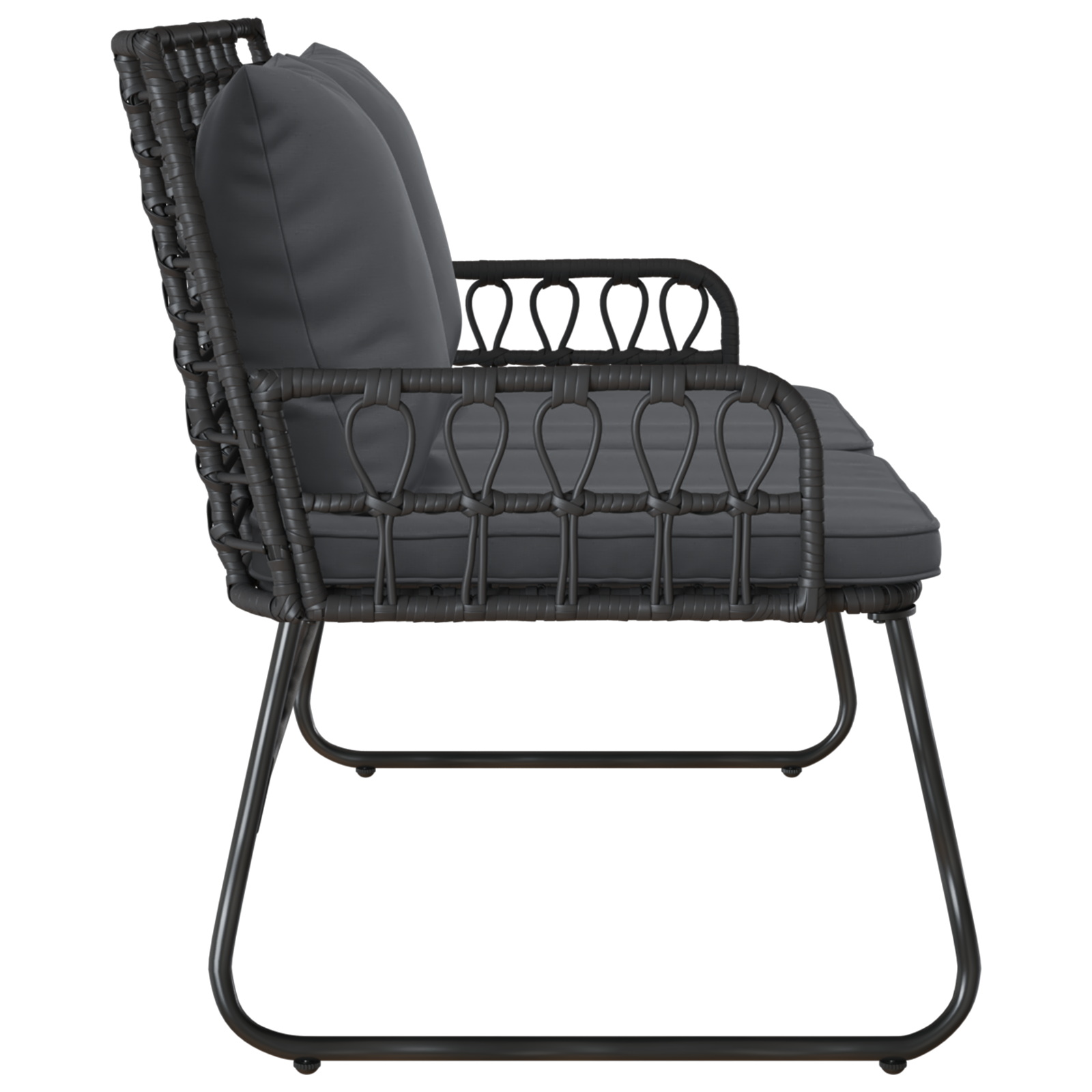 vidaXL Bancă de grădină Negru și antracit poliratan