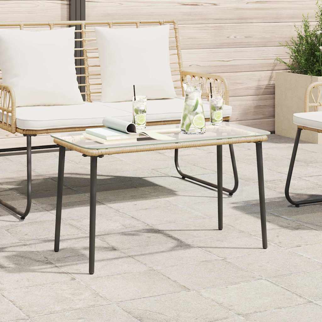 vidaXL Masă de Grădină Natural 80 x 40 x 45 cm Rattan poli vidaXL Masă de Grădină Natural 80 x 40 x 45 cm Rattan poli