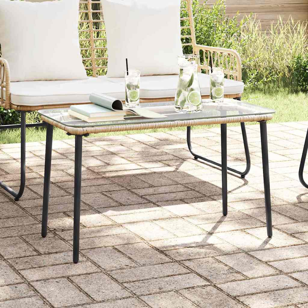 vidaXL Masă de Grădină Natural 80 x 40 x 45 cm Rattan poli vidaXL Masă de Grădină Natural 80 x 40 x 45 cm Rattan poli