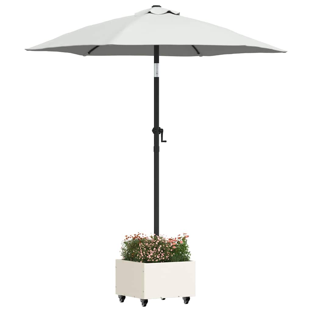 vidaXL Bază pentru umbrelă Manual Alb 45 x 45 x 45 cm Oțel