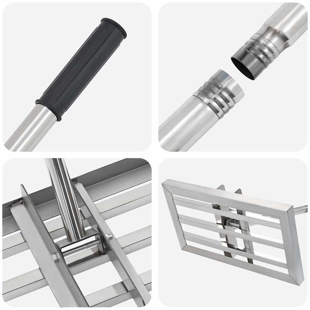 vidaXL Greblă de grădină Argintiu 45 x 25 x 200 cm Oţel inoxidabil