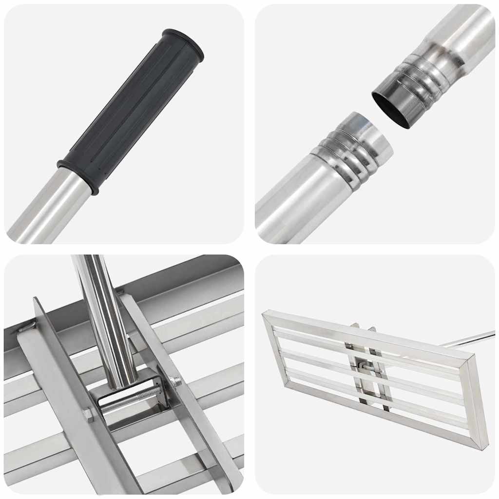 vidaXL Greblă de grădină Argintiu 75 x 25 x 200 cm Oţel inoxidabil