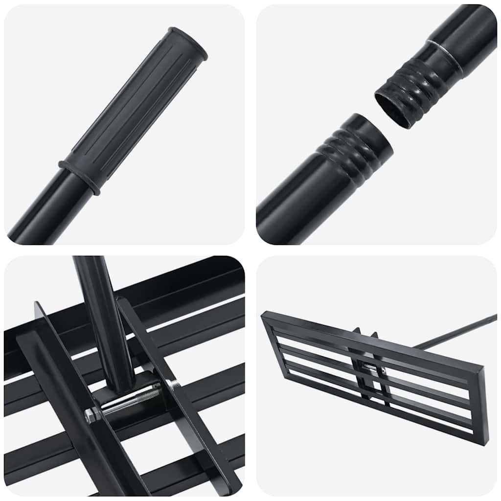 vidaXL Greblă de grădină Manual Negru Oțel vopsit electrostatic