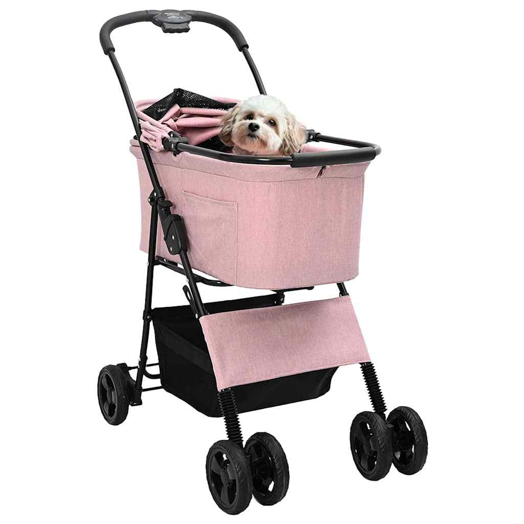 vidaXL Carucior pentru Pisici Pliante Ajustabil Roz 81 x 47 x 99 cm vidaXL Carucior pentru Pisici Pliante Ajustabil Roz 81 x 47 x 99 cm
