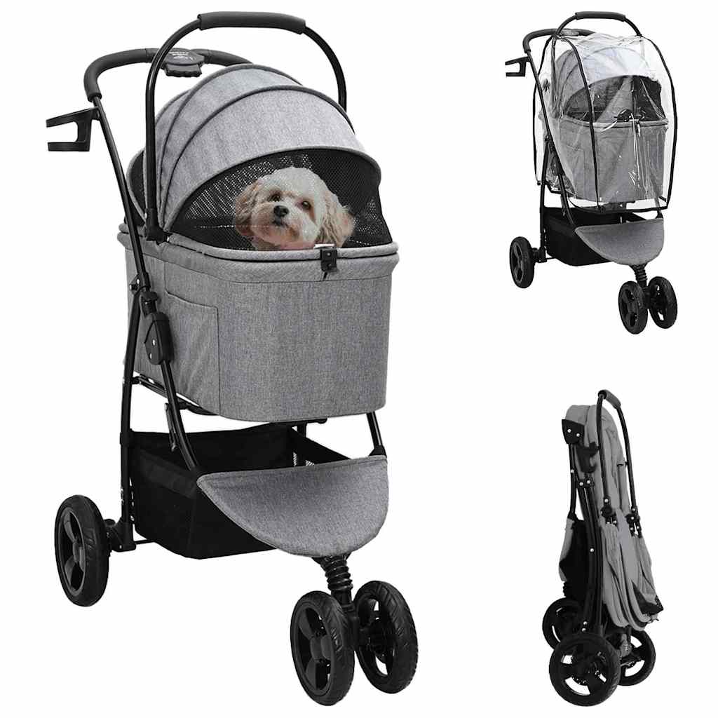 vidaXL Carucior pentru Pisici Pliante Ajustabil Gri 78 x 54 x 101 cm vidaXL Carucior pentru Pisici Pliante Ajustabil Gri 78 x 54 x 101 cm