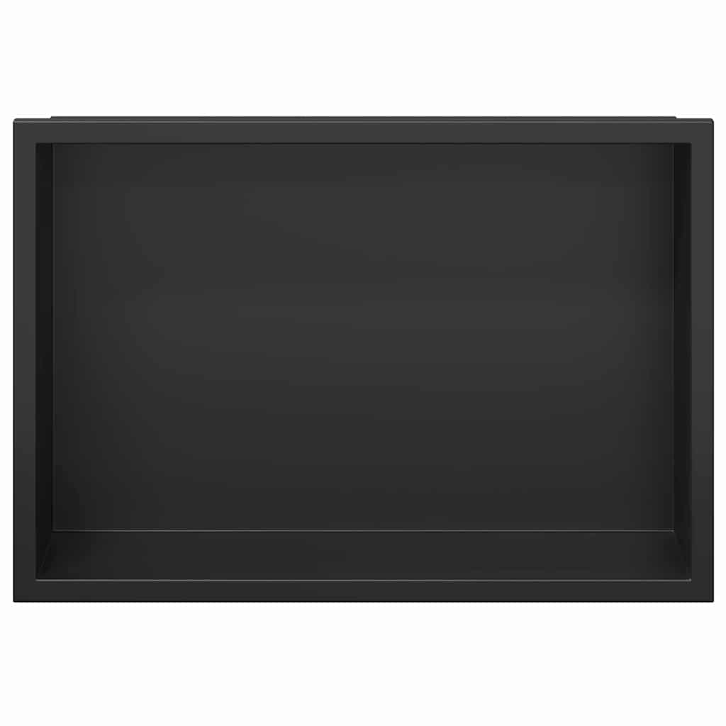 vidaXL Nisă de Duș Negru 30 x 20 x 9.5 cm Oţel inoxidabil
